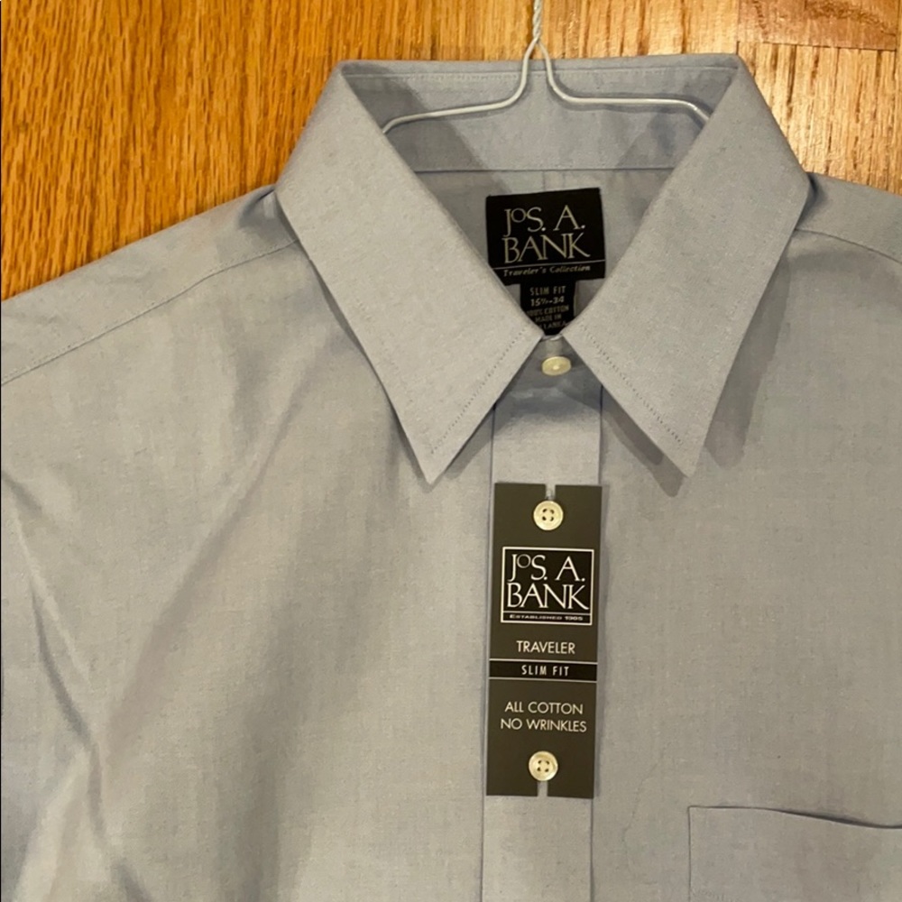 Jos A Bank blue slim fit traveler no wrinkle